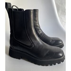 Clarks Stayso Rise Chelsea Boots Womens 6 Black Leather Chunky Lug Sole Ankle